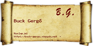 Buck Gergő névjegykártya